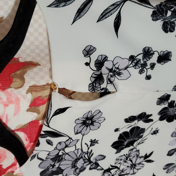 Calvin Klein Black Floral Print Blouse - White Large Sleevless - Picture 4 of 8